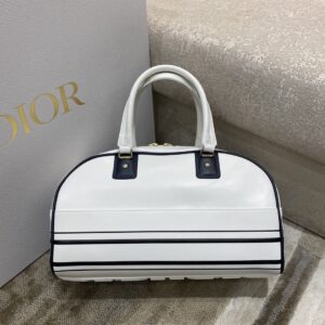 Christian Dior Medium Vibe Zip Bowling Bag, White, For Men/Women Bowling Bags, 34cm CD M6202OOBR_M879