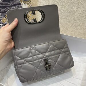 Christian Dior Mini Dior Caro Bag Gray Padded Macrocannage, Gray, For Women Handbags, Crossbody Bags, 20cm CD