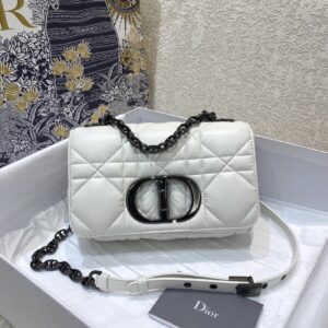 Christian Dior Mini Dior Caro Bag Latte Matte Padded Macrocannage, Latte White, For Women Handbags, Crossbody Bags, 20cm CD