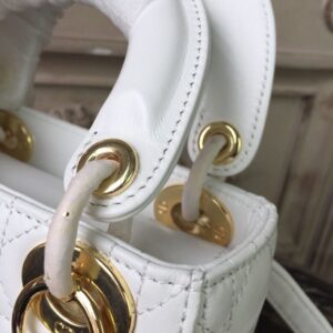 Christian Dior Mini Lady Dior Bag Gold Toned Hardware White For Women 18cm/7in CD