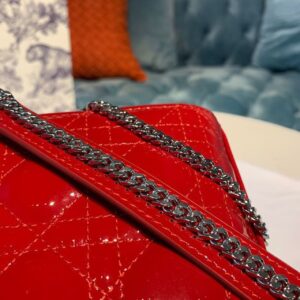 Christian Dior Mini Lady Dior Bag with Chain Silver Hardware Spring/Summer Collection, Red, For Women Handbags, 18cm CD M0505OCAL_M52R