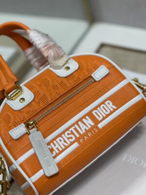 Christian Dior Mini Vibe Zip Bowling Bag, Orange, For Women Women’s Handbags, Bowling Bags, 17cm CD