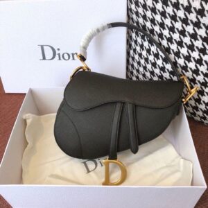 Christian Dior Saddle Bag Black Grained For Women 10in/25cm CD M0446CBAA_M900