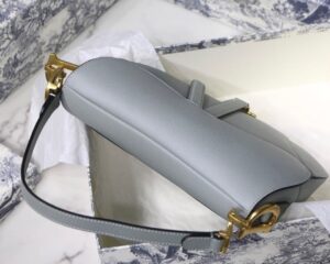 Christian Dior Saddle Bag Light Blue Grained Gold Toned Hardware For Women 25cm/10in CD