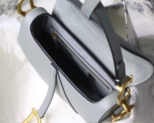 Christian Dior Saddle Bag Light Blue Grained Gold Toned Hardware For Women 25cm/10in CD