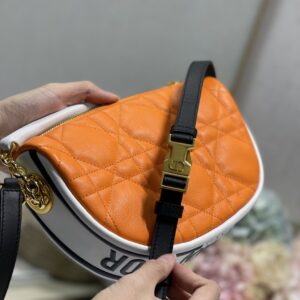 Christian Dior Small Dior Vibe Hobo Bag Fluorescent Orange Macrocannage, Orange, For Women Women’s Handbags, Crossbody Bags, 20cm CD M7200ODDO_M057