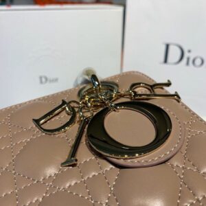 Christian Dior Small Lady Dior Bag Gold Toned Hardware Beige For Women 8in/20cm CD