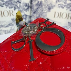 Christian Dior Small Lady Dior Bag Gold Toned Hardware Cherry Red Patent For Women 8in/20cm CD M0531OWCB_M323