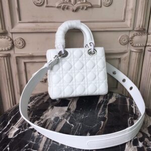 Christian Dior Small Lady Dior Bag White Silver Hardware For Women 20cm/8in CD M0538BCAL_M030