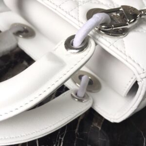 Christian Dior Small Lady Dior Bag White Silver Hardware For Women 20cm/8in CD M0538BCAL_M030