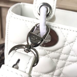 Christian Dior Small Lady Dior Bag White Silver Hardware For Women 20cm/8in CD M0538BCAL_M030