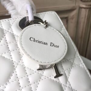 Christian Dior Small Lady Dior Bag White Silver Hardware For Women 20cm/8in CD M0538BCAL_M030