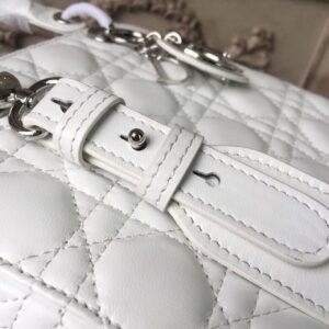 Christian Dior Small Lady Dior Bag White Silver Hardware For Women 20cm/8in CD M0538BCAL_M030