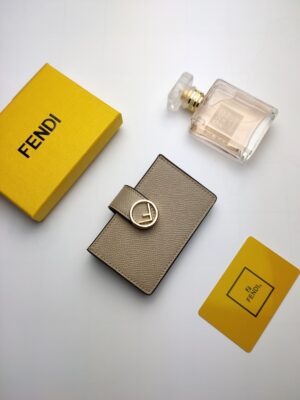 Fendi Card Holder Light Grey With Light Grey Gusseted Card Holder For Women 4in/10cm FF 8M0301A18BF0E65