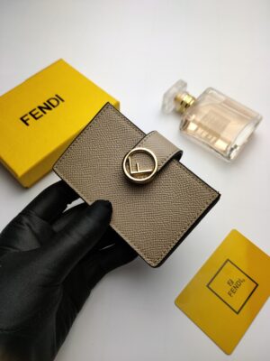 Fendi Card Holder Light Grey With Light Grey Gusseted Card Holder For Women 4in/10cm FF 8M0301A18BF0E65