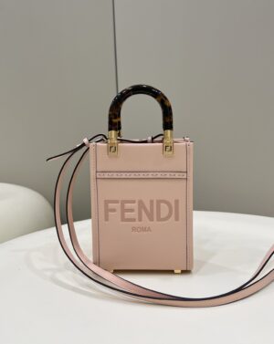 Fendi Mini Sunshine Shopper Pink For Women, Women’s Handbags, Shoulder And Crossbody bags 7.1in/18cm FF 8BS051