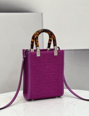 Fendi Mini Sunshine Shopper Purple For Women, Women’s Handbags, Shoulder And CrossBody Bags 7.1in/18cm FF 8BS051