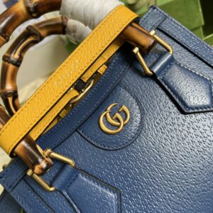 Gucci Diana Mini Tote Bag Canvas Lining Blue For Women 7.9in/20cm GG 702732 U3ZDT 4862