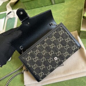 Gucci Dionysus GG Mini Chain Bag Black And Ivory GG Denim Jacquard For Women 8in/20cm 401231 UN3BN 1274