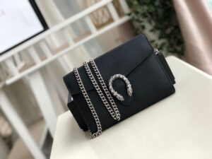 Gucci Dionysus Mini Chain Bag Black Metal-Free Tanned For Women 8in/20cm GG 401231 CAOGN 817669