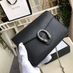 Gucci Dionysus Mini Chain Bag Black Metal-Free Tanned For Women 8in/20cm GG 401231 CAOGN 817669