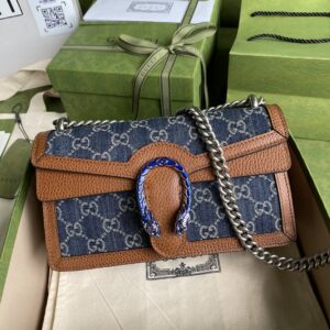 Gucci Dionysus Small Shoulder Bag Dark Blue And Ivory Eco Washed Organic GG Jacquard Deni For Women 11in/28cm 400249 2KQFN 448370