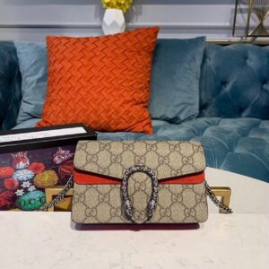 Gucci Dionysus Supreme Super Mini Bag Beige/Ebony GG Supreme Canvas Red Suede 6.5in/16.5cm GG 47643275