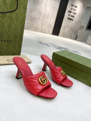 Gucci Double G Slide Sandal Chevron Matelasse Red For Women GG Style 674839 BKO00 6549 PR-632570