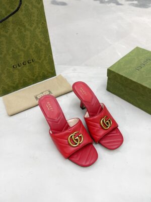 Gucci Double G Slide Sandal Chevron Matelasse Red For Women GG Style 674839 BKO00 6549 PR-632570