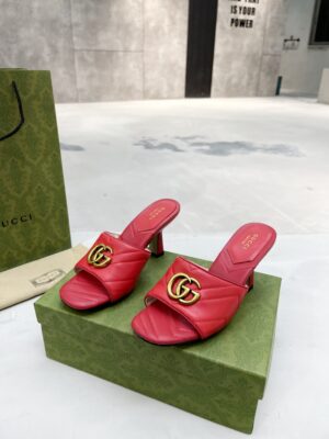 Gucci Double G Slide Sandal Chevron Matelasse Red For Women GG Style 674839 BKO00 6549 PR-632570