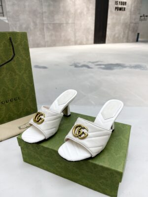 Gucci Double G Slide Sandal Chevron Matelasse White For Women GG 674839 BKO00 9022 PR-573227