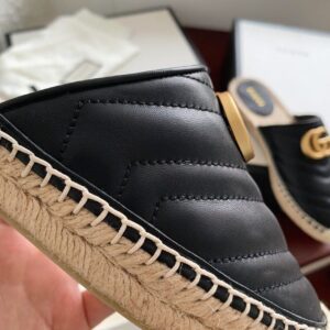 Gucci Espadrille Slippers With Double G Black For Women GG PR-731962