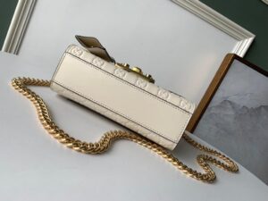 Gucci GG Embossed Padlock Shoulder Bag White Milky For Women 8in/20cm