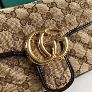 Gucci GG Marmont Matelassé Mini Bag Beige/Ebony Diagonal Matelassé Original GG Canvas For Women  8.5in/22cm 4467449