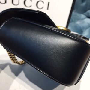 Gucci GG Marmont Matelassé Mini Bag Black Matelassé Chevron With A Heart For Women 9in/22cm GG 446744 DTDIT 100010