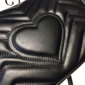 Gucci GG Marmont Matelassé Mini Bag Black Matelassé Chevron With A Heart For Women 9in/22cm GG 446744 DTDIT 100010