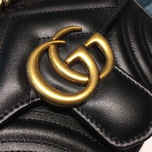 Gucci GG Marmont Matelassé Mini Bag Black Matelassé Chevron With A Heart For Women 9in/22cm GG 446744 DTDIT 100010