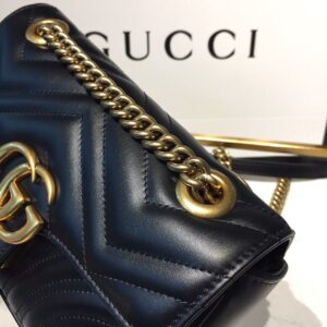 Gucci GG Marmont Matelassé Mini Bag Black Matelassé Chevron With A Heart For Women 9in/22cm GG 446744 DTDIT 100010