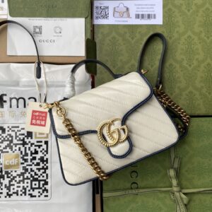 Gucci GG Marmont Mini Top Handle Bag White For Women 8in/21cm 583571-0OLFX-9085