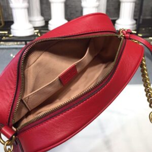 Gucci GG Marmont Small Matelassé Shoulder Bag Hibiscus Red Matelassé Chevron For Women 9.5in/24cm GG 447632 DTD1T 643320