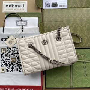 Gucci GG Marmont Small Tote Bag White Matelasses For Women 10.4in/26.5cm GG