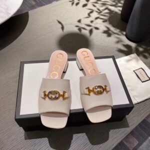 Gucci Gucci Zumi Slide Sandals Beige For Women GG PR-513074