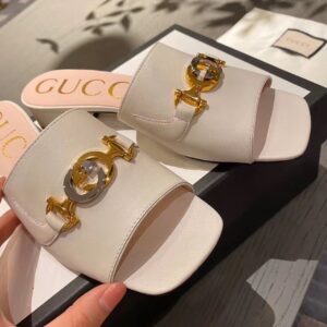 Gucci Gucci Zumi Slide Sandals Beige For Women GG PR-513074