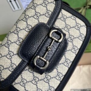 Gucci Horsebit 1955 GG Mini Bag Beige And Blue Supreme Canvas For Women 8in/20cm 658574 96IWN 4076