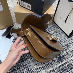 Gucci Horsebit 1955 Shoulder Bag Brown Textured With A Vintage Effect For Women 9.8in/25cm GG 1DB0G 236142