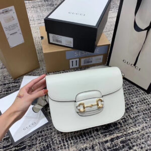 Gucci Horsebit 1955 Shoulder Bag White For Women 9.8in/25cm GG 1DB0G 902226