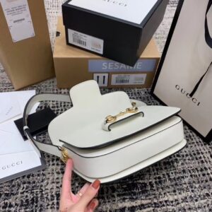 Gucci Horsebit 1955 Shoulder Bag White For Women 9.8in/25cm GG 1DB0G 902226