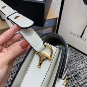 Gucci Horsebit 1955 Shoulder Bag White For Women 9.8in/25cm GG 1DB0G 902243