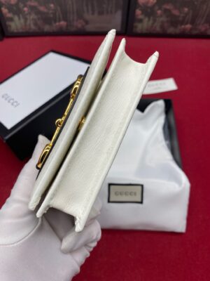 Gucci Horsebit 1955 White Card Case Women’s Wallet 11cm/4.3in GG 0YK0G 9022