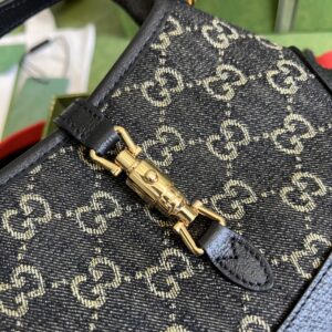 Gucci Jackie 1961 Mini Shoulder Bag Black And Ivory GG Denim Jacquard For Women 7.5in/19cm GG 685127 UN3AG 1294